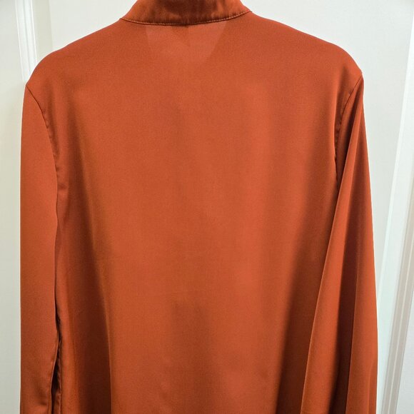 Rust Ruffle Front Poets Blouse - Picture 3 of 5